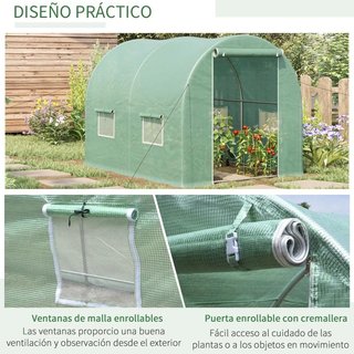 Invernadero Túnel Grande 3x2x2 con 4 Ventanas