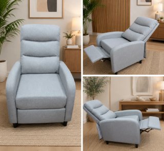 Sillón reclinable gris tela