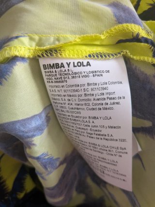 Conjunto Bimba y Lola XS Falda y Blusa Palmeras