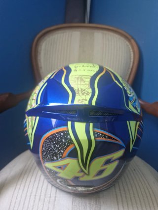 Casco de moto azul