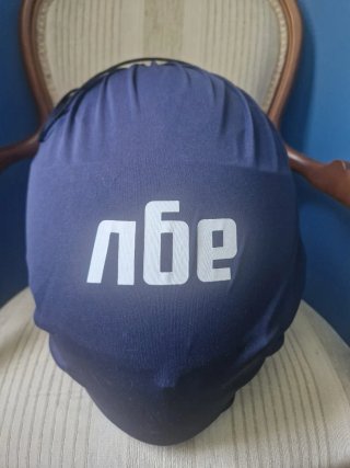 Casco de moto azul