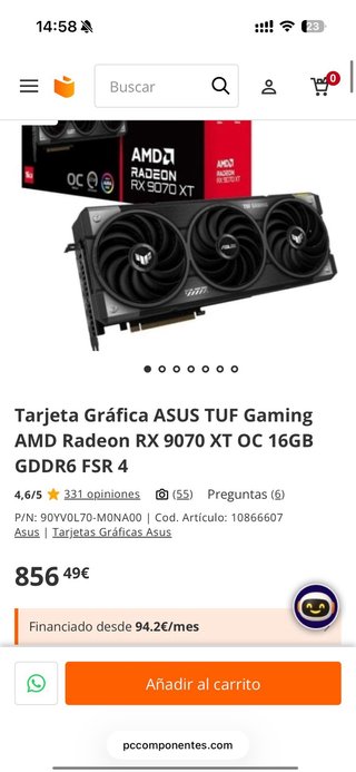 ASUS TUF Gaming RX 9070 XT OC 16GB