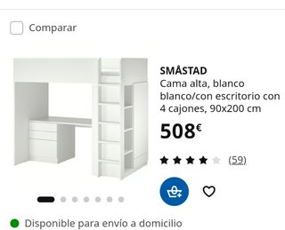 Cama litera con escritorio y estantería