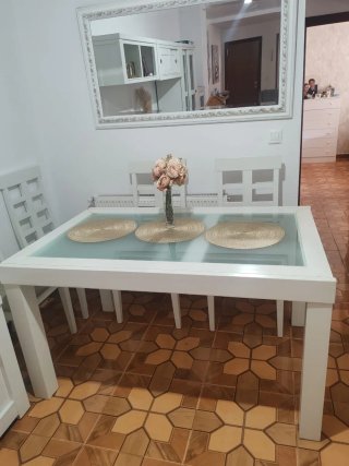 Mesa de centro cristal y metal