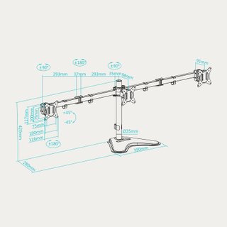 Soporte de Mesa Tooq para 3 Pantallas