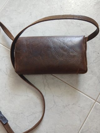 Bolso piel vintage marrón