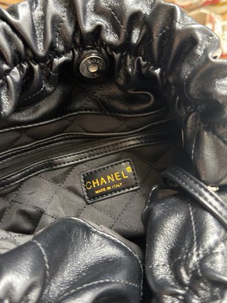 Bolso Chanel Piel Negro Shopper Perlas Cadena
