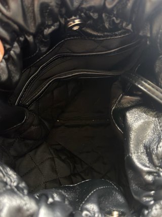 Bolso Chanel Piel Negro Shopper Perlas Cadena