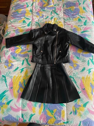 Conjunto Zara niña polipiel chaqueta y falda