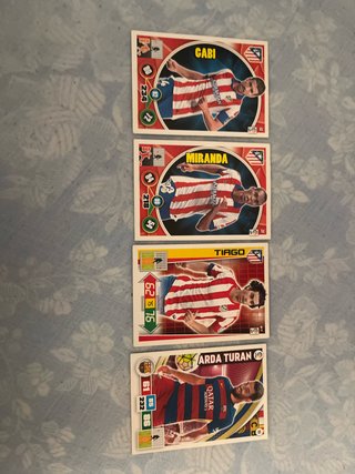 Cromos de fútbol Gabi, Miranda, Tiago, Arda Turan