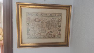 Cuadro Marco Dorado Mapa Mundo Antiguo