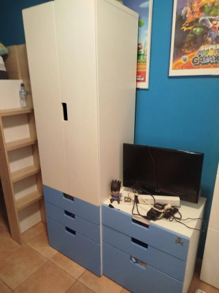 Armario + cajonera blanco y azul