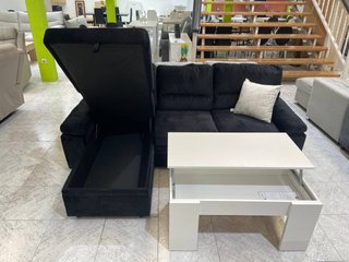 Sofa cama grande negro terciopelo + mesa