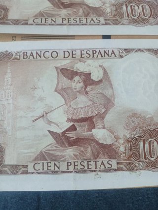2 Billetes 100 Pesetas 1965 Correlativos