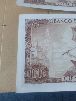 2 Billetes 100 Pesetas 1965 Correlativos