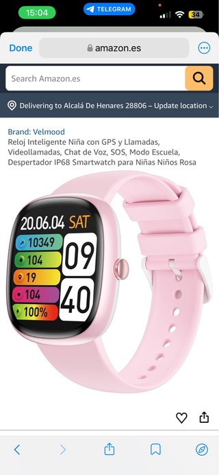 Reloj Inteligente Niña GPS Llamadas Rosa