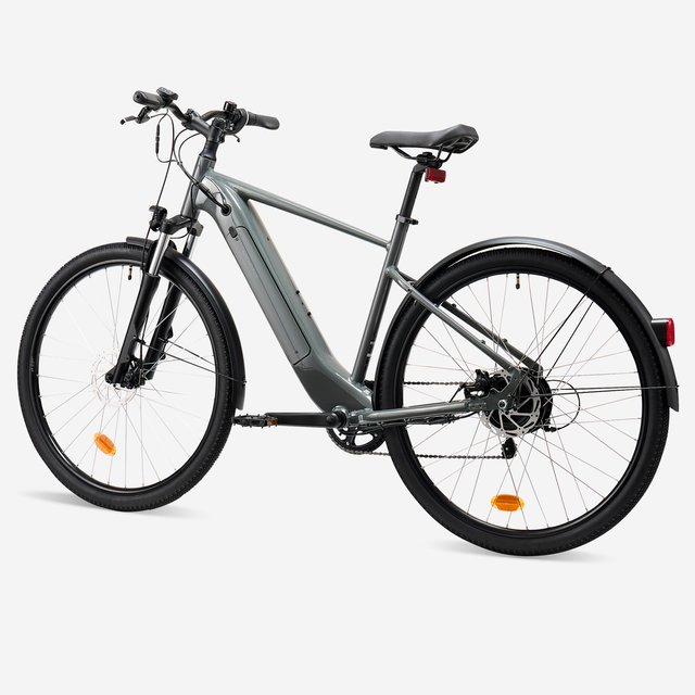 Bicicleta Trekking Eléctrica Cuadro Alto E-Actv 100 Gris