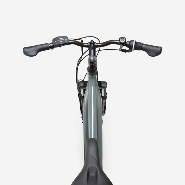 Bicicleta Trekking Eléctrica Cuadro Alto E-Actv 100 Gris