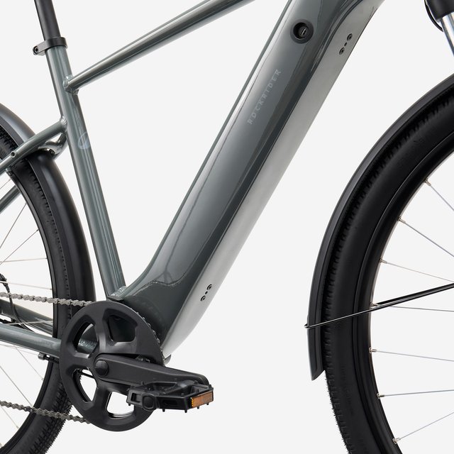 Bicicleta Trekking Eléctrica Cuadro Alto E-Actv 100 Gris