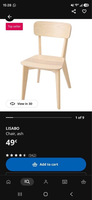 Mesa redonda y 2 sillas comedor madera IKEA