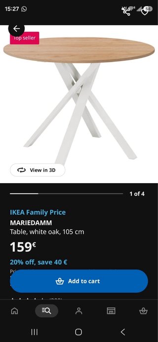 Mesa redonda y 2 sillas comedor madera IKEA