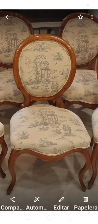 6 Sillas Isabelinas Época Tapizadas
