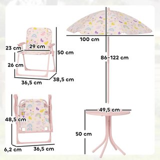 Conjunto Infantil de Jardín Plegable con 2 Sillas