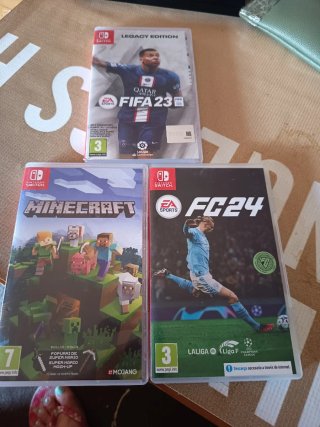3 Videojuegos Nintendo Switch: FIFA 23, Minecraft,