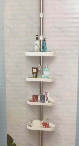 Scaffale Angolare Telescopico per Bagno a 4 Livelli