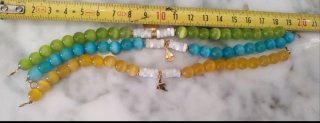 Pulsera Nácar, Ojo de Gato y Plata 925 Oro
