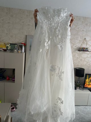 Vestido de Novia Blanco con corset y abertura