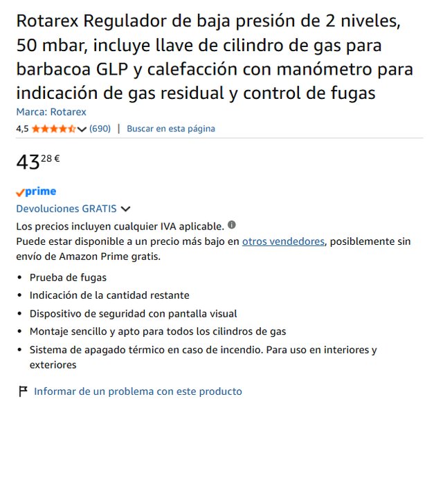Regulador Rotarex 50 mbar 2 niveles