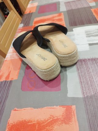 ZAPSHOP Sandalias Plataforma Negras Beige