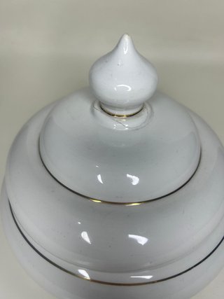 Zuccheriera Vintage Ceramica Bianca Oro