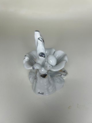 Statuina Vintage Ceramica Bambino Fogli