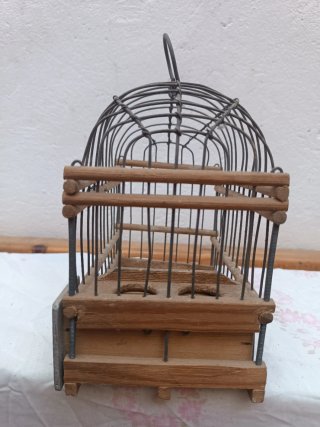 Jaula y transportín de aves antiguo