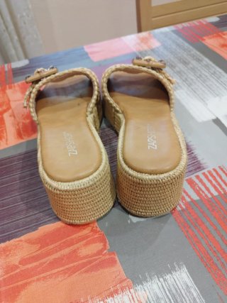 ZAPSHOP Sandalias Cuña Beige y Marrón