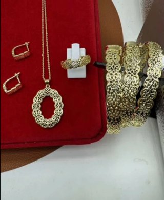 Conjunto Joyería Oro Filigrana Aro Pendientes