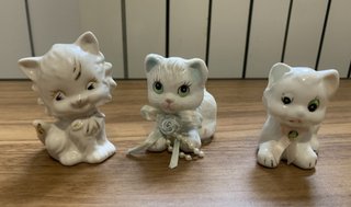 Lotto 3 Gattini Ceramica Vintage
