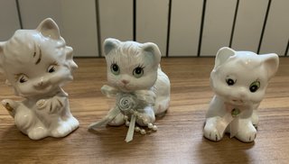 Lotto 3 Gattini Ceramica Vintage