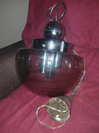Lampadario Vintage Anni 70 Vetro Fumé