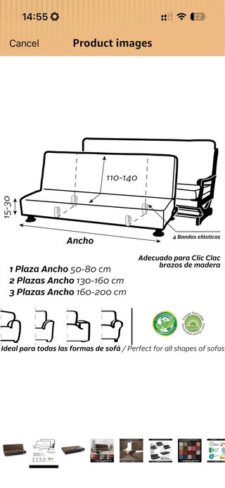 Funda Elástica para Sofá Cama 2 Plazas