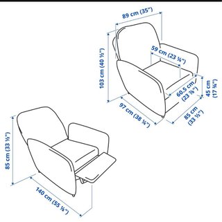 Sillón relax IKEA EKOLSUND rosa y gris