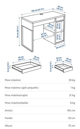 Escritorio Ikea Blanco MICKE