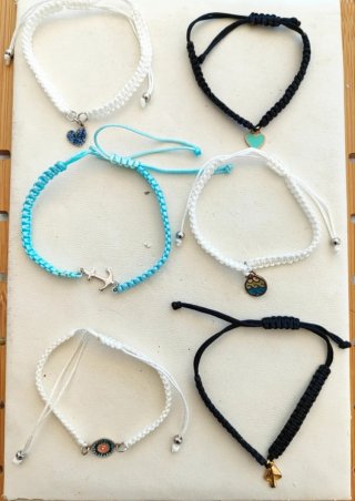 Pulsera Macramé Plata 925 Baño Oro