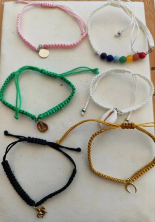 Pulsera Macramé Plata 925 Baño Oro