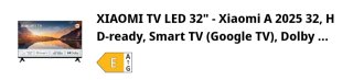 Televisión Xiaomi Smart TV Negra