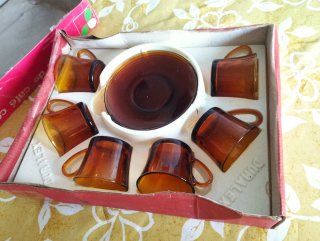 Juego 6 Tazas Café con Plato Duralex Vintage