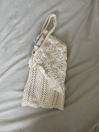 Top Zara Crochet Beige Talla