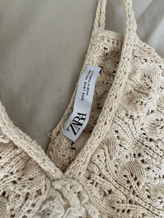 Top Zara Crochet Beige Talla